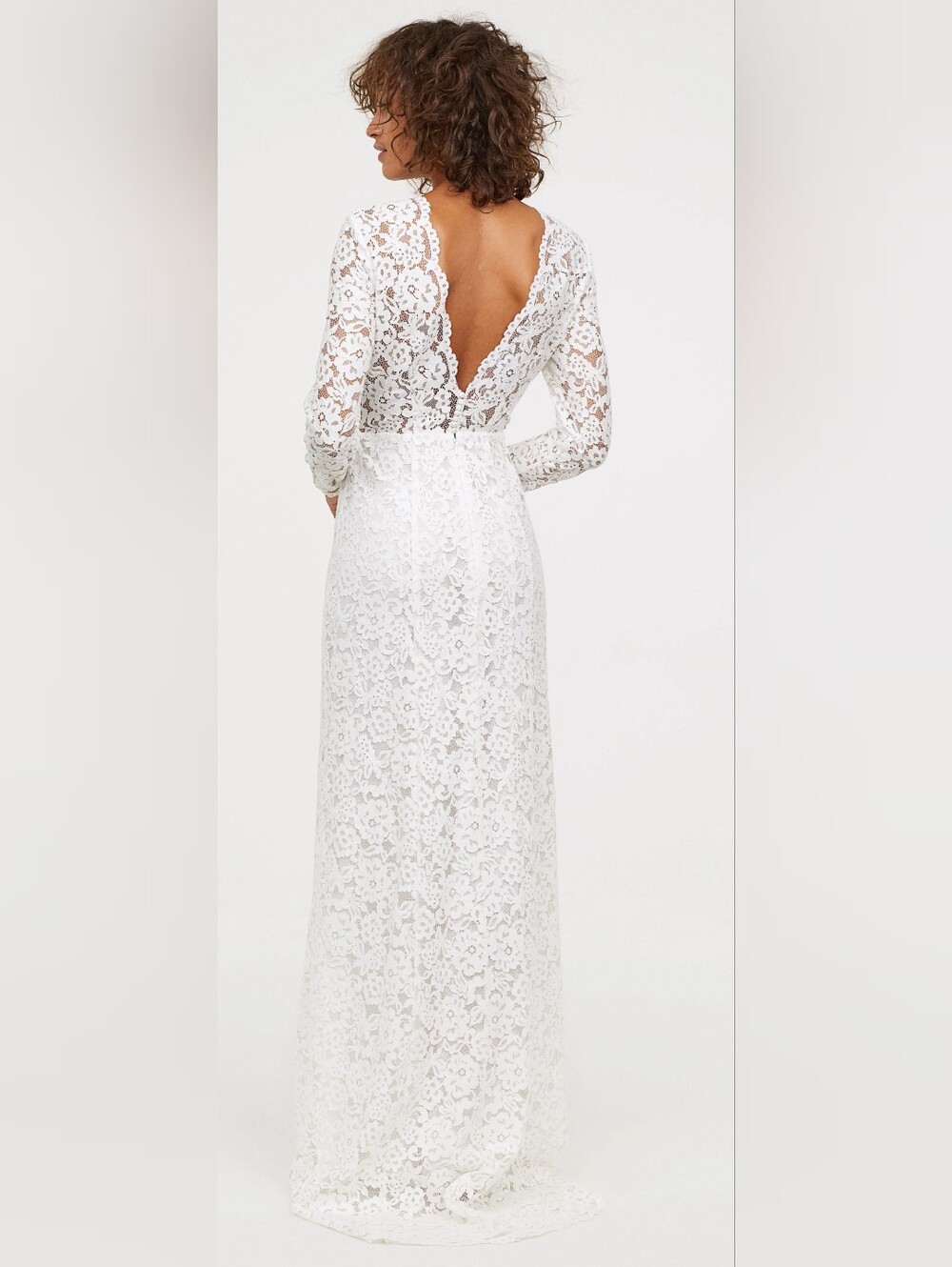 White Lace Long-Sleeve Wedding Dress - Picture 2 of 9